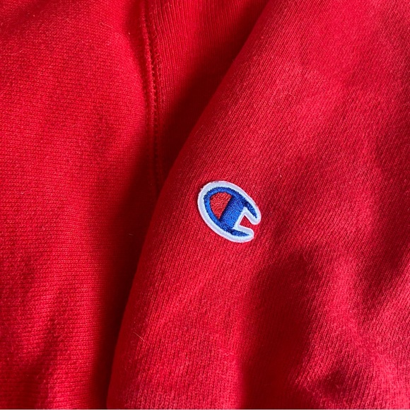 Vintage Champion Reverse Weave Ruby Red hoodie sweatshirt Size Medium - Picture 11 of 15